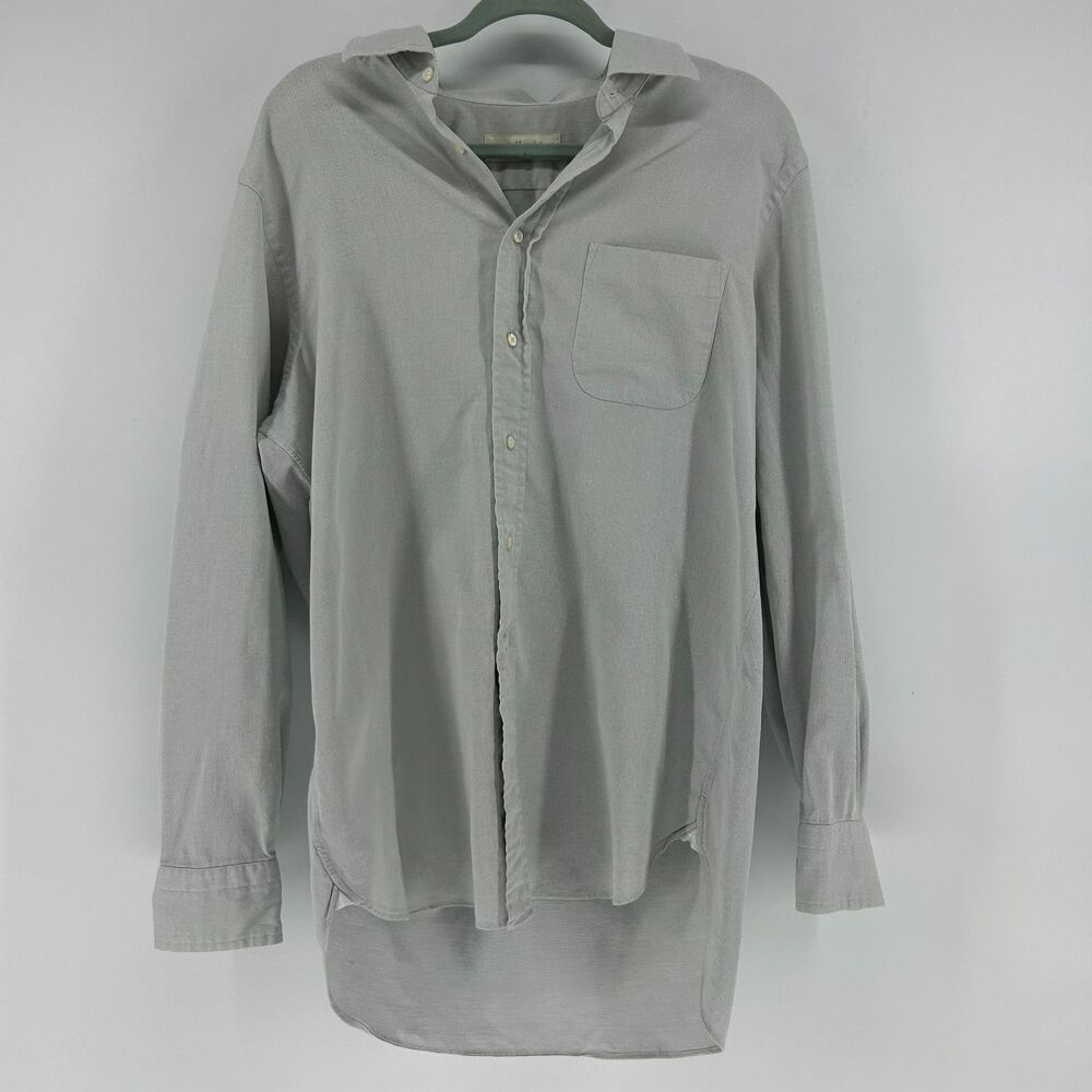 Baldessarini Hugo Boss Dress Shirt Mens 43 Grey Textured Top Long Sleeve